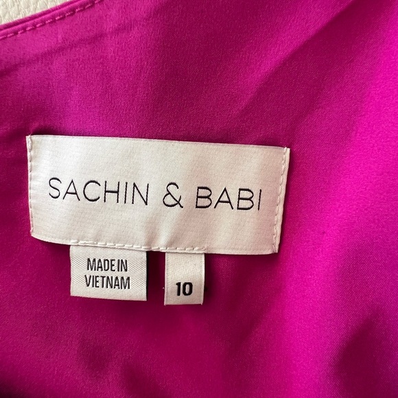 Sachin & Babi Women 10 Chelsea Bow One Shoulder Maxi Evening Gown Dragonfruit - Picture 11 of 11